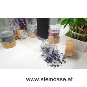 Glasflasche mit Karneol & Bergkristall